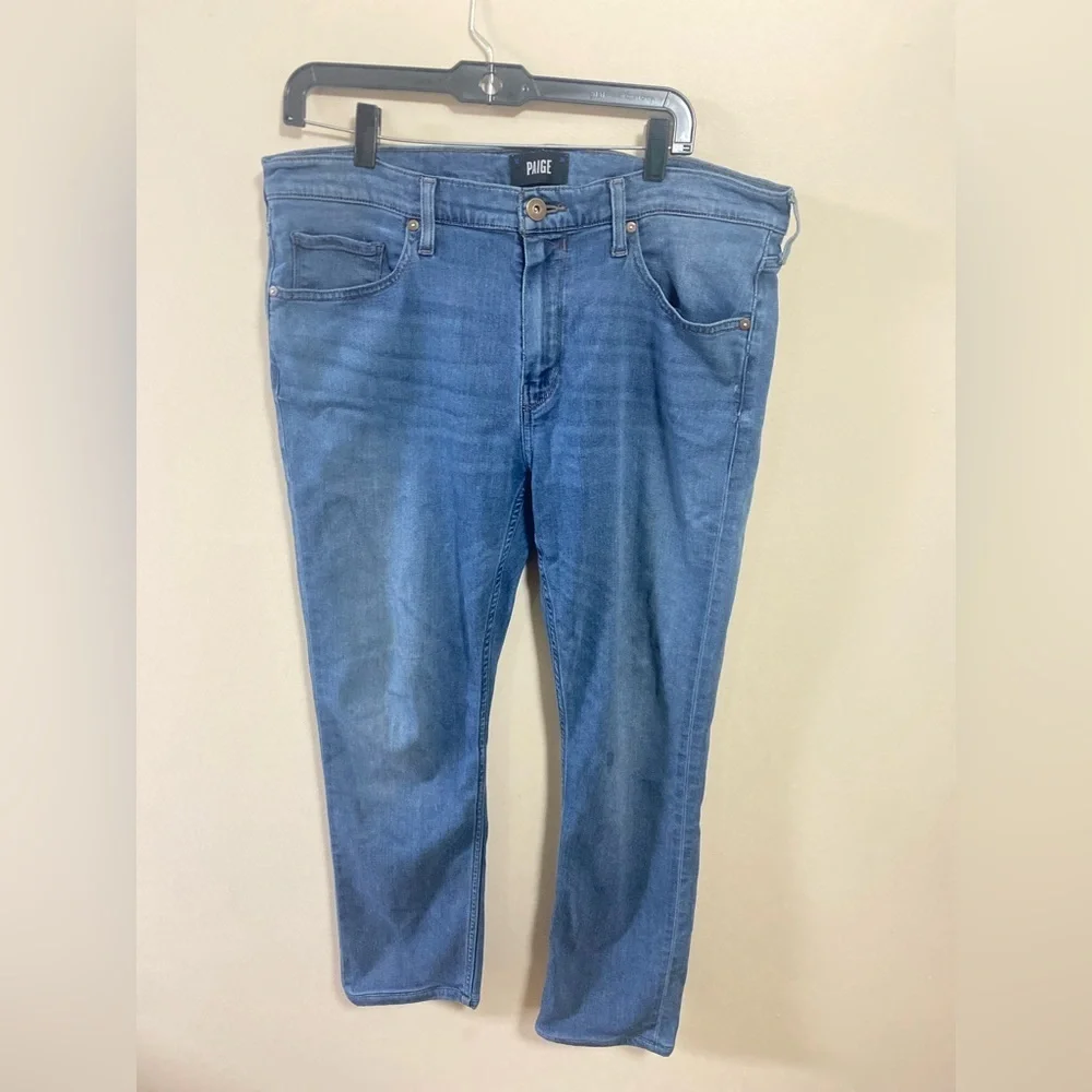 Paige Men’s Federal Tapered Jeans in Burnett Size 36 Light Wash Slim Straight - Picture 1 of 16